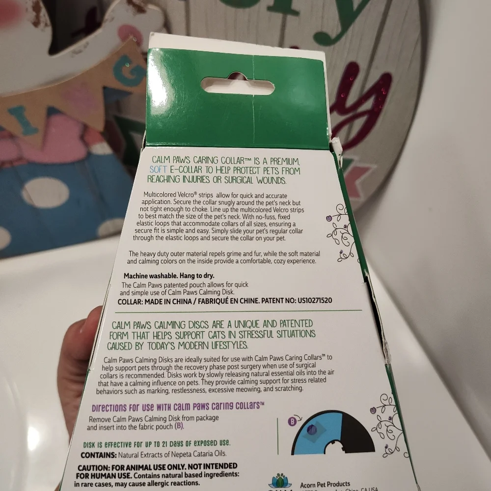 NWT Calming Paws Caring Collar With Calming Disk, X-Small Neck Size 6